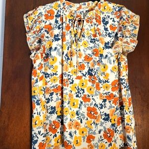 Voy mockneck flutter sleeve blouse